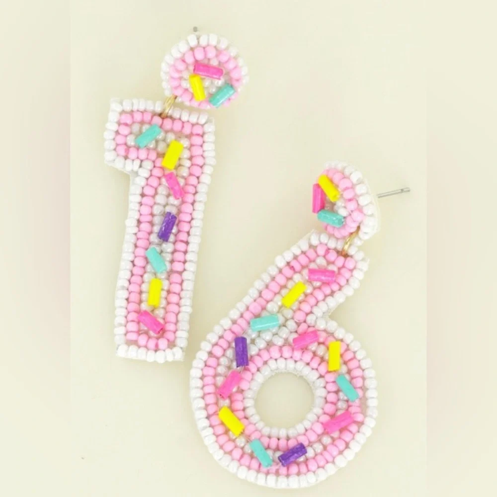 16th birthday beaded party earrings